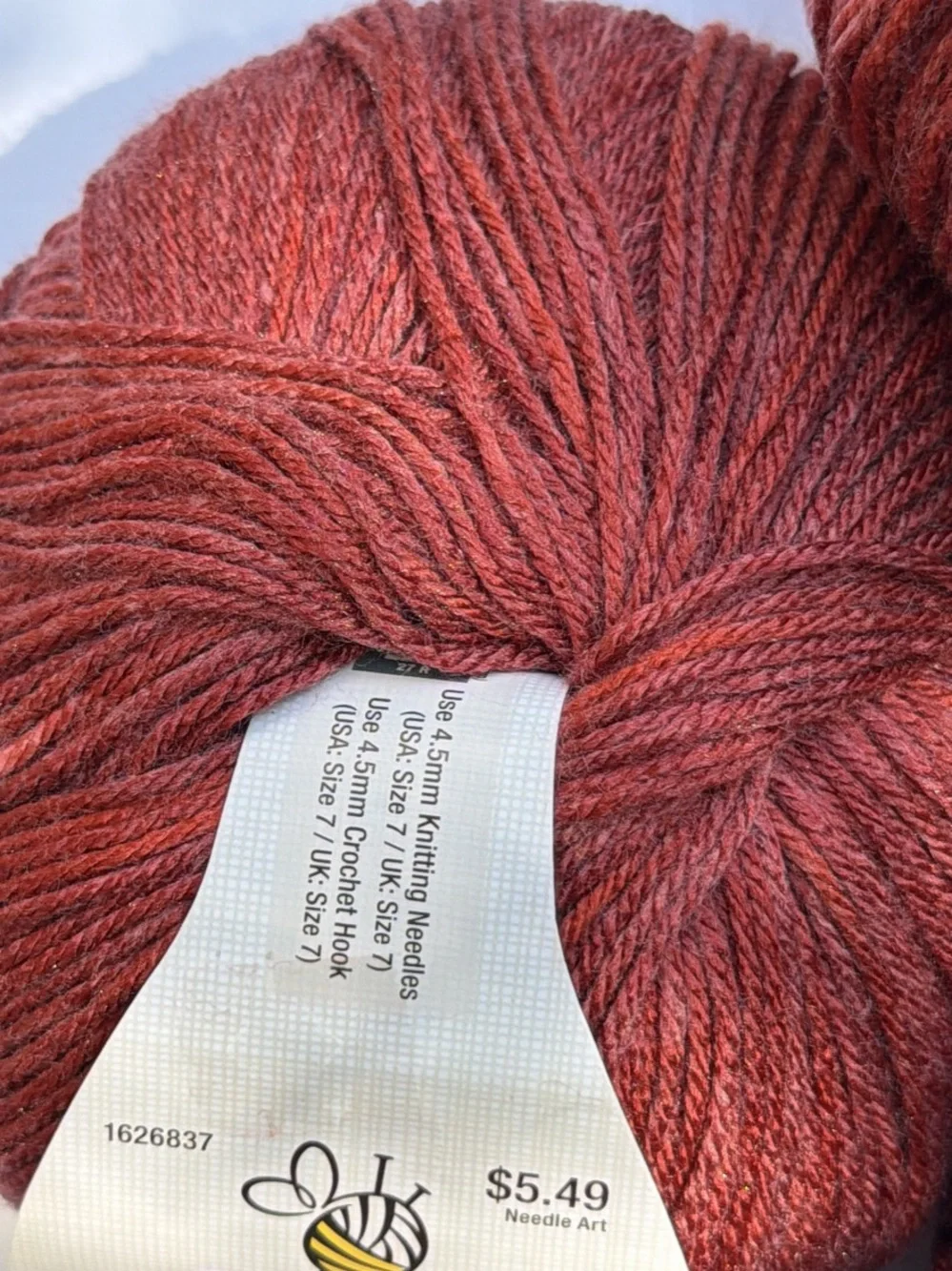 Yarn Bee Sweet Divinity Yarn lot in Red Clay and Mountain View's Gray 7 Skeins